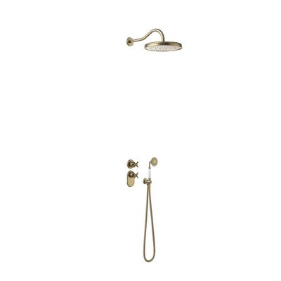 Regendoucheset Tres Clasic Thermostatische Inbouw 2-Wegs Verouderd Messing