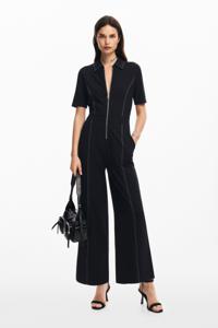 Lange jumpsuit met stiksels - BLACK - XS