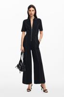 Lange jumpsuit met stiksels - BLACK - XS - thumbnail