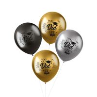 Folat Ballonnen geslaagd thema - 4x - goud/zilver/grijs - latex - 33 cm - examenfeest versiering   -
