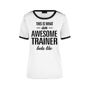This is what an awesome trainer looks like wit/zwart ringer cadeau t-shirt voor dames XL  -