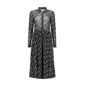 Geisha semi-transparante maxi blousejurk met all over print zwart/wit