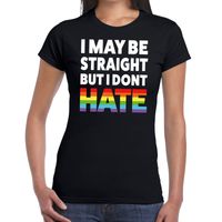 Gay pride I may be straight but i dont hate t-shirt zwart dames - thumbnail