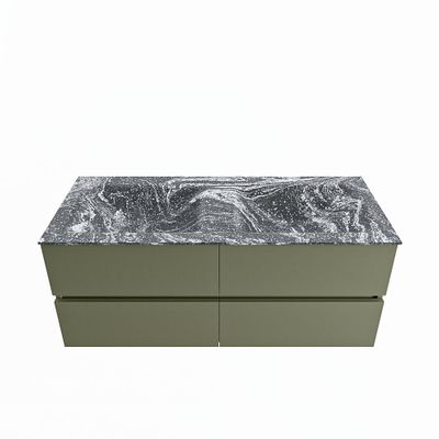 MONDIAZ VICA-DLUX 120cm badmeubel onderkast Army 4 lades. Inbouw wastafel CLOUD dubbel 2 kraangaten, kleur Lava.