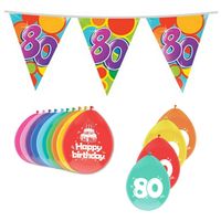 Leeftijd verjaardag thema 80 jaar pakket ballonnen/vlaggetjes - Feestpakketten - thumbnail