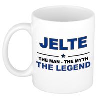 Jelte The man, The myth the legend collega kado mokken/bekers 300 ml