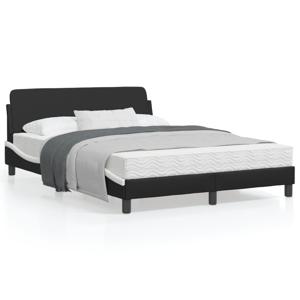 Bedframe met hoofdbord kunstleer zwart en wit 140x190 cm