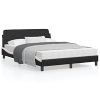 Bedframe met hoofdbord kunstleer zwart en wit 140x190 cm - thumbnail