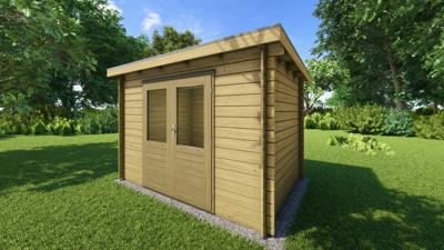 Classicline Blokhut Zeeland vuren groen geïmpregneerd 300x200 cm- Lessenaarsdak- - Van Kooten