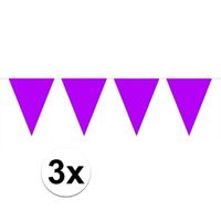 3 stuks Vlaggenlijnen/slingers XXL paars 10 meter - thumbnail