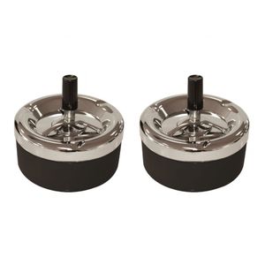 2x stuks ronde draaiasbak/drukasbak zwart/chroom 13 cm