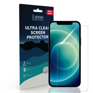 Lunso - Duo Pack (2 stuks) Beschermfolie - Full Cover Screen Protector - iPhone 12 Mini