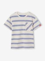 Jongensshirt met dik reliëfeffect wit, gestreept