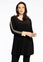 Yoek Tuniek Wide Bottom Contrast Lines | Zwart | Maat 54/56 Yoek Tuniek Wide Bottom Contrast Lines | Zwart | Maat 54/56
