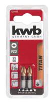 Titaan bits 25 mm pozidrive PZ 2 2 st. kaart - Eurofix