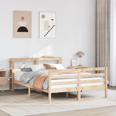 Bedframe met hoofdbord massief grenenhout 140x190 cm