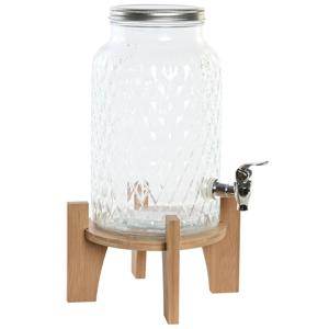 Drank dispenser Beverages Tap - 5.8 Liter - glas/hout - op verhoger element - tapkraan/deksel