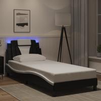 Bedframe met LED-verlichting kunstleer zwart en wit 80x200 cm