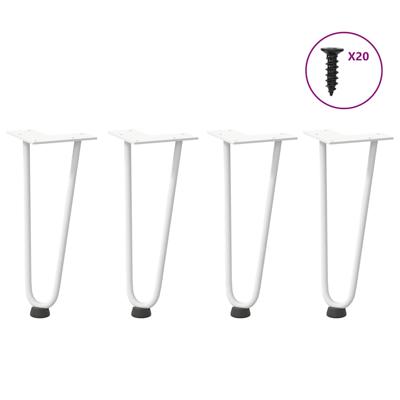 Haarnadelpoten voor Salontafel 4 st 30 cm massief staal wit