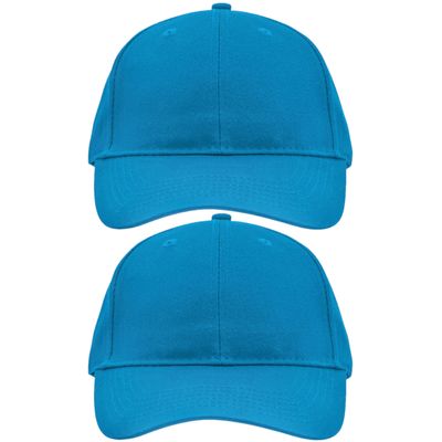 2x stuks 6-panel baseball turquoise blauwe caps voor volwassenen