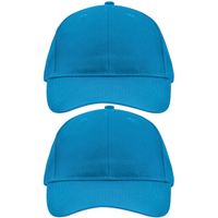 2x stuks 6-panel baseball turquoise blauwe caps voor volwassenen