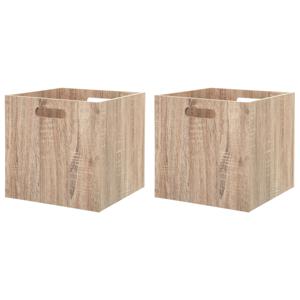 Kast opbergmand/kastmand - 2x - lichtbruin - mdf hout - 29 liter - 31 x 31 x 31 cm - inklapbaar