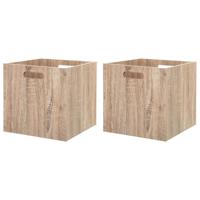 Kast opbergmand/kastmand - 2x - lichtbruin - mdf hout - 29 liter - 31 x 31 x 31 cm - inklapbaar - thumbnail