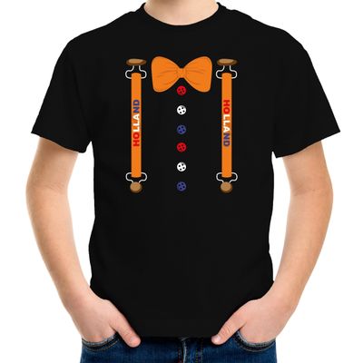 Holland kostuum t-shirt zwart voor kinderen - EK/WK - Koningsdag shirts Holland kostuum t-shirt zwart voor kinderen - EK/WK - Koningsdag shirts