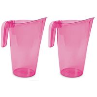 2x stuks waterkan/sapkan transparant/roze met inhoud 1.75 liter kunststof - Schenkkannen - thumbnail