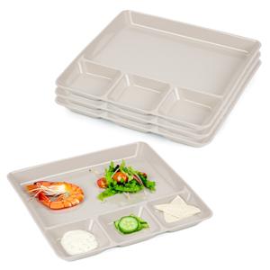 Plasticforte Vakjesborden - 4x stuks - beige - gourmetbord - 4-vaks - kunststof - 26 x 24 cm