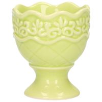Eierdop - 1x - porselein - pastel groen - 5,5 x 6,5 cm