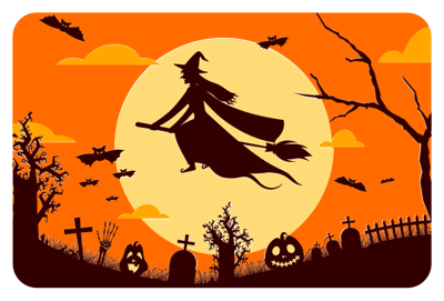 Vliegende heks halloween matten