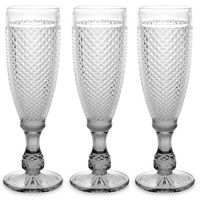 Vivalto Prosecco/champagneglazen - glas - set 6x stuks - 185 ml - Luxe Diamonds relief glas