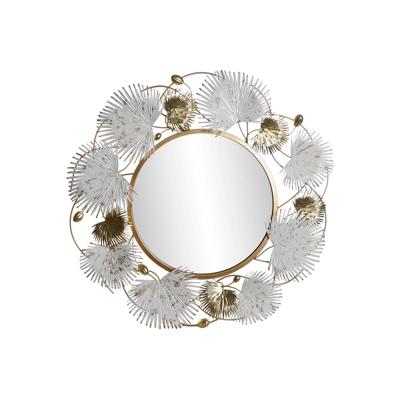 Wandspiegel DKD Home Decor Wit Gouden Blad van een plant 93 x 7 x 93 cm