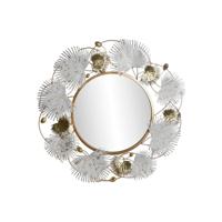Wandspiegel DKD Home Decor Wit Gouden Blad van een plant 93 x 7 x 93 cm