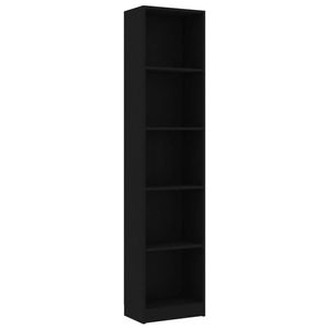 The Living Store Boekenkast Classic - 40 x 24 x 175 cm - Zwart