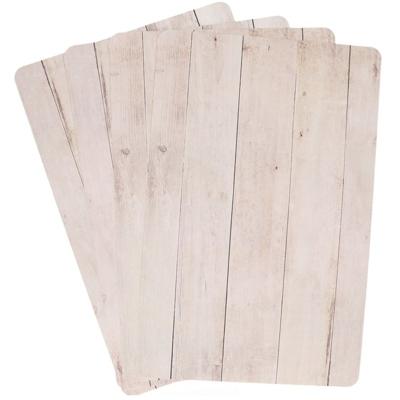 4x cosy & trendy tafel placemats - beige- houten planken print - pvc - 44 x 28 cm - onderleggers