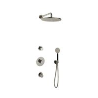 Hotbath Cobber IBS20 Regendoucheset inbouw - 35cm wandarm - 30cm ronde hoofddouche - 3 standen handdouche - nikkel geborsteld IBS20GN15 - thumbnail