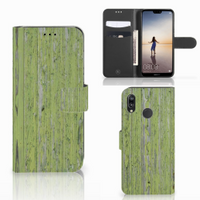 Huawei P20 Lite Book Style Case Green Wood - thumbnail