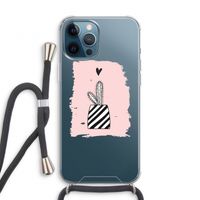 Zwart-wit cactus: iPhone 12 Pro Transparant Hoesje met koord Zwart-wit cactus: iPhone 12 Pro Transparant Hoesje met koord