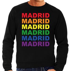 Regenboog Madrid gay pride zwarte sweater voor heren