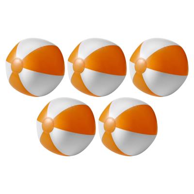 Impression Strandbal - 5x - opblaasbaar - zwembad speelgoed - oranje/wit - D26 cm