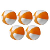 Impression Strandbal - 5x - opblaasbaar - zwembad speelgoed - oranje/wit - D26 cm