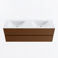 MONDIAZ VICA 140cm badmeubel onderkast Rust 2 lades. Wastafel CLOUD dubbel 2 kraangaten, kleur Talc.