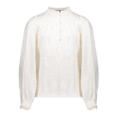 Geisha winter blouse meisjes - wit/zwart - shiny stippen