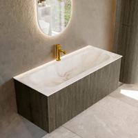 Badmeubel Mondiaz Kurve-Dlux | 110 cm cm | Meubelkleur Shadow | Wastafelkleur Frappe | Solid surface | Wasbak midden spoelbak | 1 kraangat