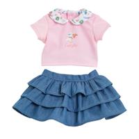 Corolle rok met ruches en t-shirt voor babypop, 30cm.