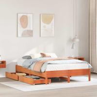 Bedframe zonder matras massief grenenhout wasbruin 120x190 cm