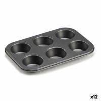 Oven Mould Kinvara Donker grijs 18,7 x 3,5 x 26,5 cm (6 Onderdelen) (12 Stuks)