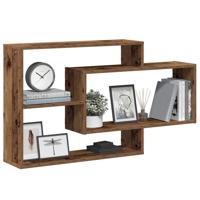 Wandschap 104x20x58,5 cm bewerkt hout oud houtkleurig Wandschap 104x20x58,5 cm bewerkt hout oud houtkleurig